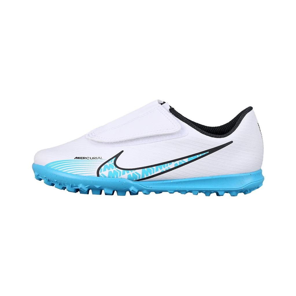 Nike Mercurial Vapor 15 Jr. Club TF Kids Soccer Shoes with Round Toe and Velcro Closure Kids Sneaker Blue White DJ5966-146