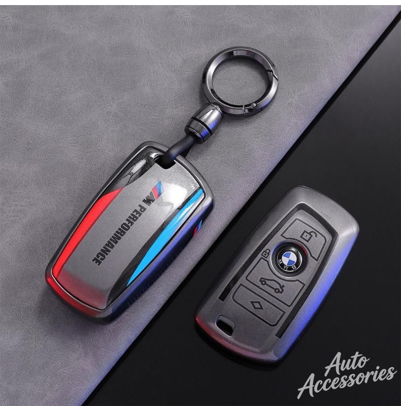 BOHQ2 Car Key Case Cover Protect Shell For BMW 1 2 3 5 7 Series X1 F48 X3 G20 X4 X5 G05 X6 F16 M40i M440i G02 G31 G23 F34 F15 Keychain