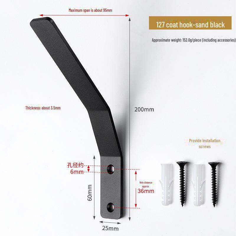 "Black Coat Hook Wall Hanging, Iron Bracket, Cross-Border Hardware for Room Door Storage"