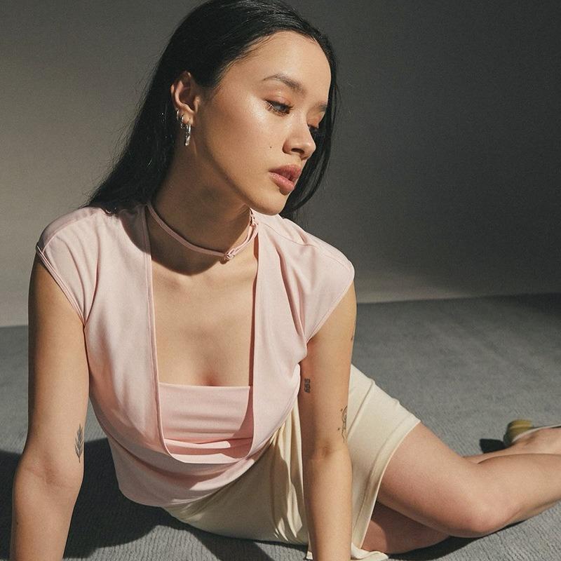 YYFS Dámská móda Ležérní Léto Jaro Jednobarevný potisk Halenky a košile se čtvercovým límcem s krátkým rukávem