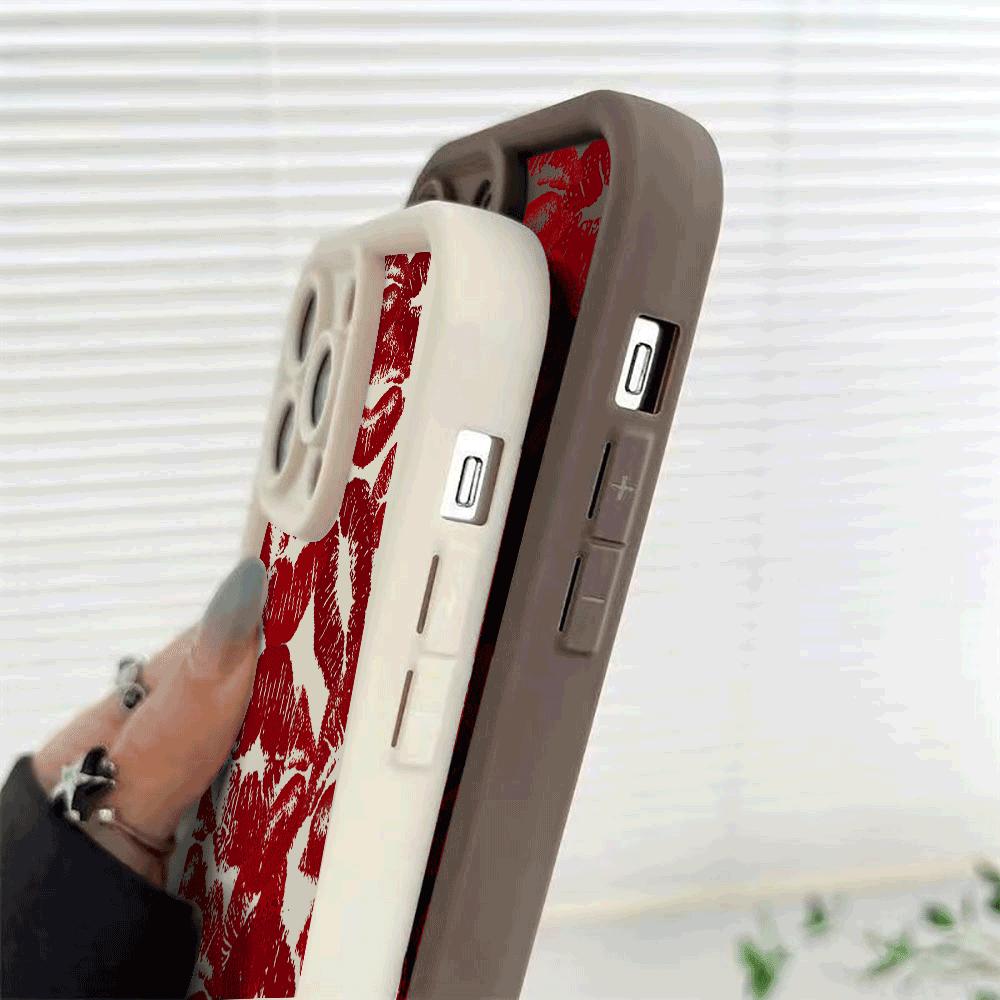 Roter Lippenstift Kussmund Muster Stoßfeste Handyhülle für Xiaomi Redmi Note 14 13 12 11 10 9 8 7 Pro Anti-Rutsch Weiche TPU Hülle
