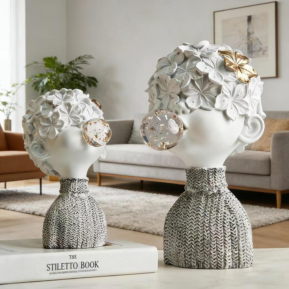 Creative Handmade Eco-Friendly Artistic Resin Crafts Bubble Blowing Boy Ornaments Desk Decoration Studio Bookcase Modern Simple