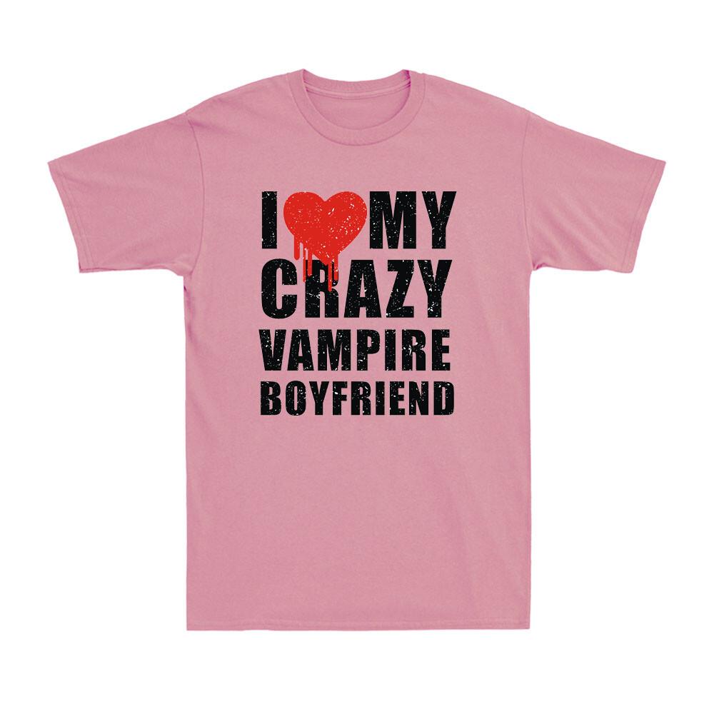 I Love My Crazy Vampire Boyfriend Love Red Heart Blood Vintage Unisex T-Shirt S