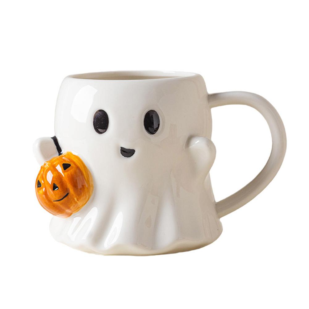 Halloween Ghost Coffee Mug Ceramic Ghost Face Mug Ghost Shaped Mug Halloween Novelty Gift for Your Loved Ones 600ML