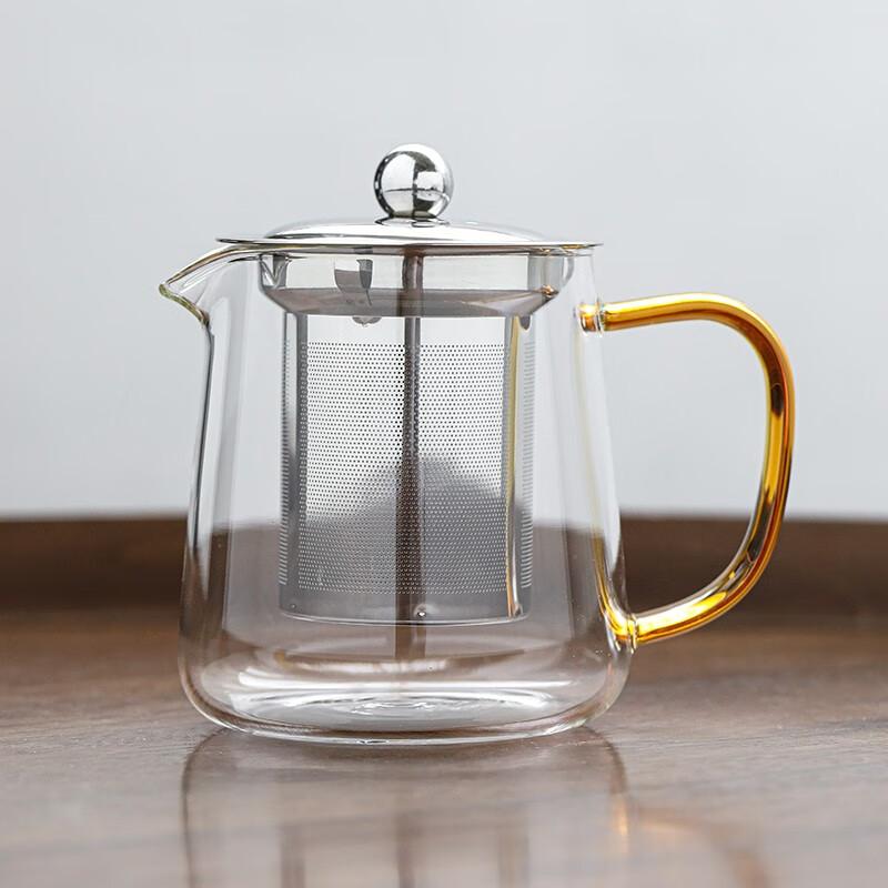 Sushitaoci High Borosilicate Thick Glass Teapot with Stainless Steel Strainer, Heat-Resistant Filtered Tea Pot, 550ml