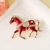 Gift Vintage Running Horse Brooch Red/Blue/Gold/Silver Tang Dynasty Enamel Brooch Pins Traditional Animal Lapel Pin Cultural Art