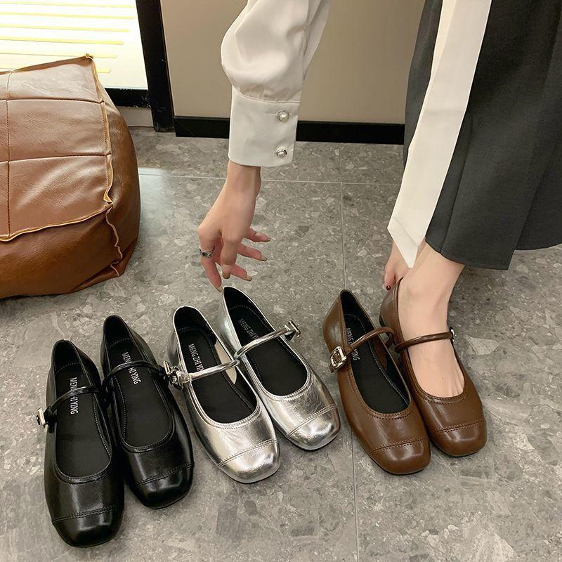 Mary Jane shoes shallow buckle single shoes 2025 spring new lightweight square head flat sole soft sole comfortable Doudou women's shoes