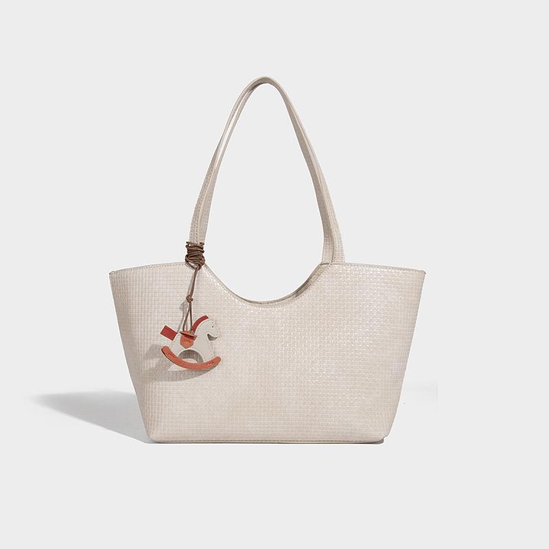

Vintage Luxury Large Capacity Tote Bag 2025 New Fashion Versatile Bucket Bag Trendy Commuter Women s Bag бежевий