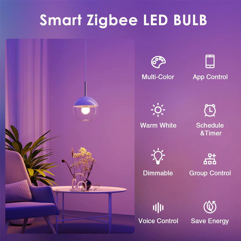 EWeLink Zigbee Smarte Glühbirne - Sprachgesteuert, Bunte WiFi-Birne Kompatibel mit Alexa & Google Home