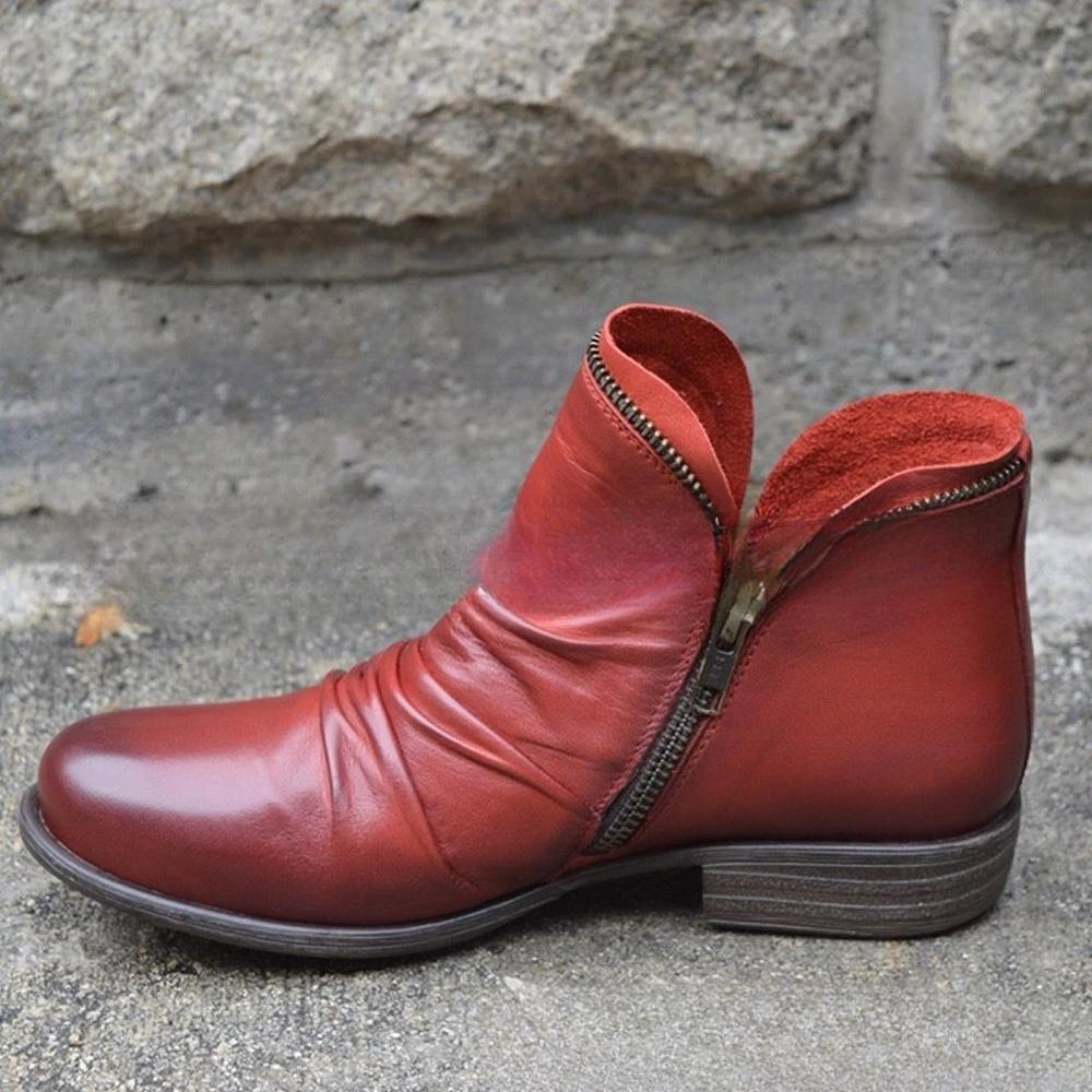 

Round-toed Women s Boots, Side Zipper Boots, and Warm Women s Shoes 41 червоний