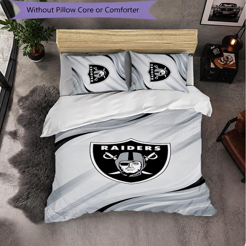 Set Biancheria da Letto 3 Pezzi in Microfibra con Motivo Las Vegas Raiders Decorazione Copripiumino per Camera da Letto Uso Domestico