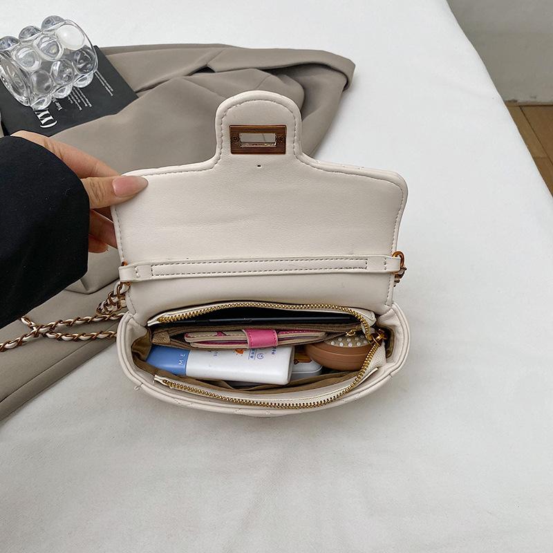 Rhombus Embroidery Thread Small Gold Ball Chain Bag Women's New High-end Shoulder Messenger Bag Small Square Bag