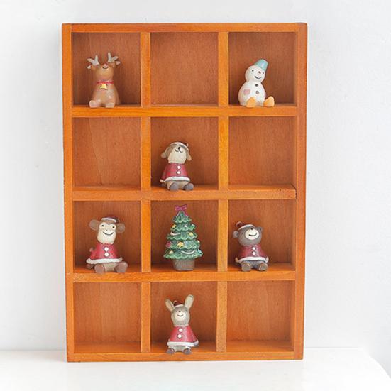 Úložný box s 12 mřížkami na dřevěné úložné potřeby Vintage velkokapacitní organizér pro prádelník