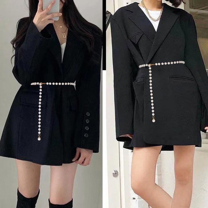 Vintage simple imitation pearl single-layer waistband sexy dress accessories waist chain women