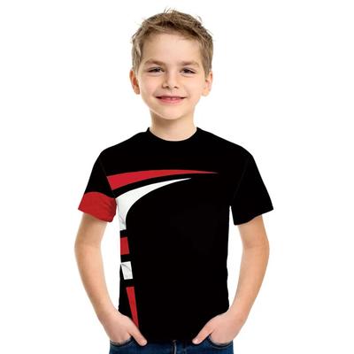 Maglietta estiva girocollo con stampa 3D, alla moda, casual, a maniche corte, per bambini e ragazzi