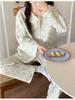Layered Long Sleeve Cotton Quilted Pajamas Set for Women - Autumn/Winter Casual Cardigan Homewear
