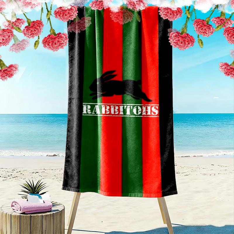 Rabbitohs Print Beach Towel, Large Soft Quick Dry Towel for Beach Camping Swimming