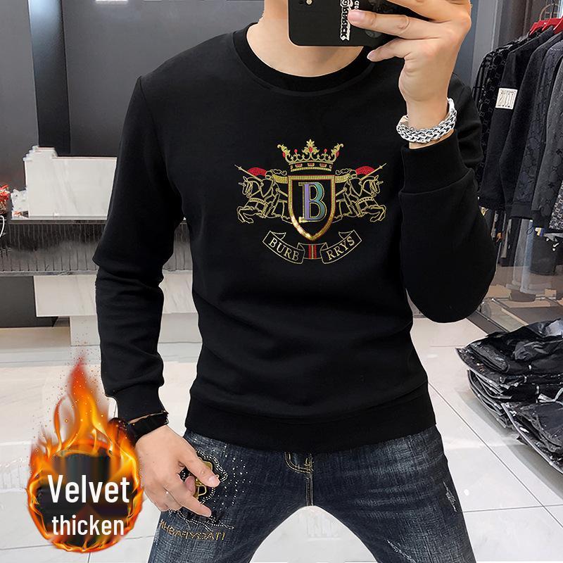 2023 European Style Slim Fit Men's Rhinestone Letter Sweatshirt