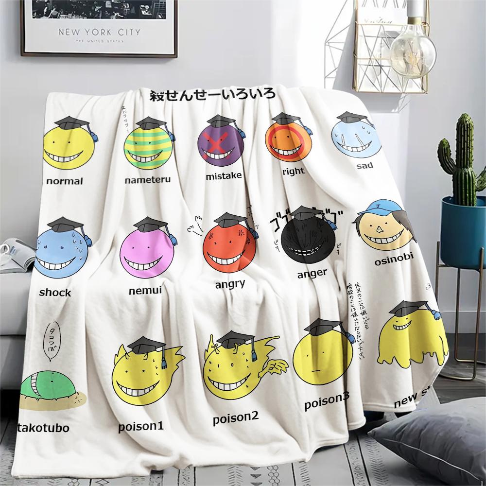 1 STuks Assassination Classroom Print Flanellen Deken, Hoge Kwaliteit Alle Seizoenen, Woondecoratie, Warmte en Comfort, Perfect voor Kerstcadeaus