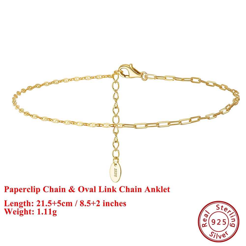 

Effie Queen Fashion Simple Paperclip Link Chain Anklet 925 Sterling Silver Sexy Beach Bare Foot Chain Bracelet Jewelry Gift SA26