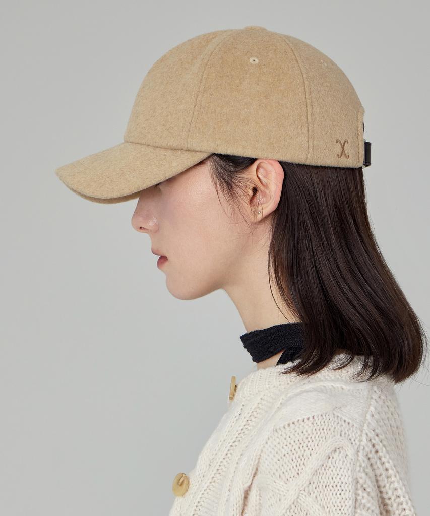 Bajal Va Curved Logo Wool 5-Panel Ball Cap Beige
