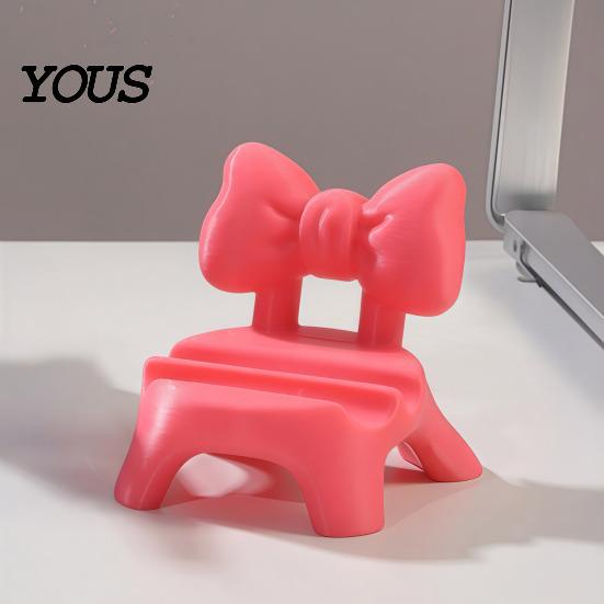 Easy Wipe Clean Table Ornament 3D Printed Stool Phone Holder, Cute Bow/Flower Ergonomic Bracket Support, Hands-free Mobile Stand for Desktop Accessory