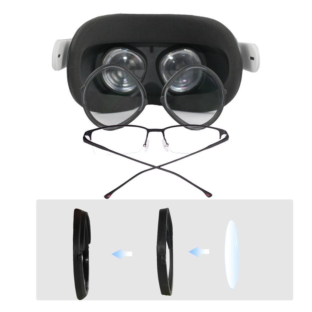 1Pair Black Eyeglass Magnetic Frame for Quest 2 VR Anti-blue Light Lens Anti-blue Glasses for Protection