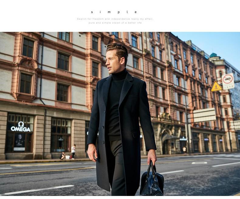 Herren Wollübermantel im britischen Stil mit langen Ärmeln - Herbst-/Winter-Trend