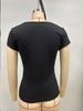 2025 Spring/Summer Women's Solid Color V-neck Slim-fit T-shirt, Short-sleeved European & American Style