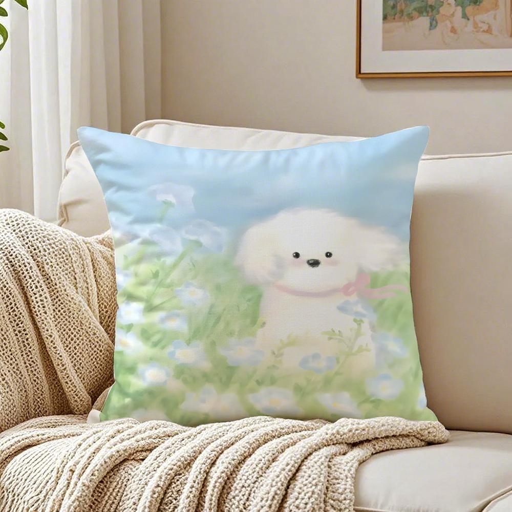 Healing Iittle Fresh Cartoon Animal Cushion Cover Pillowcase Antidustmite Living Room Sofa Decor Cushion Room
