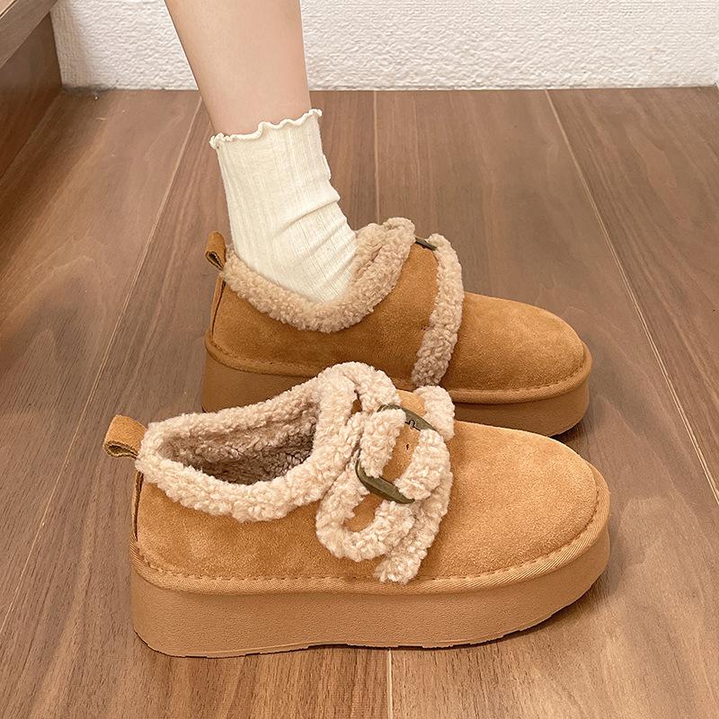 Fashion Loafers Winter Retro Women Snow Warm Suede Leather Lazy Boots Shoes Woman Lady Female Flat Bottine Botas Boots Mujer Shoes