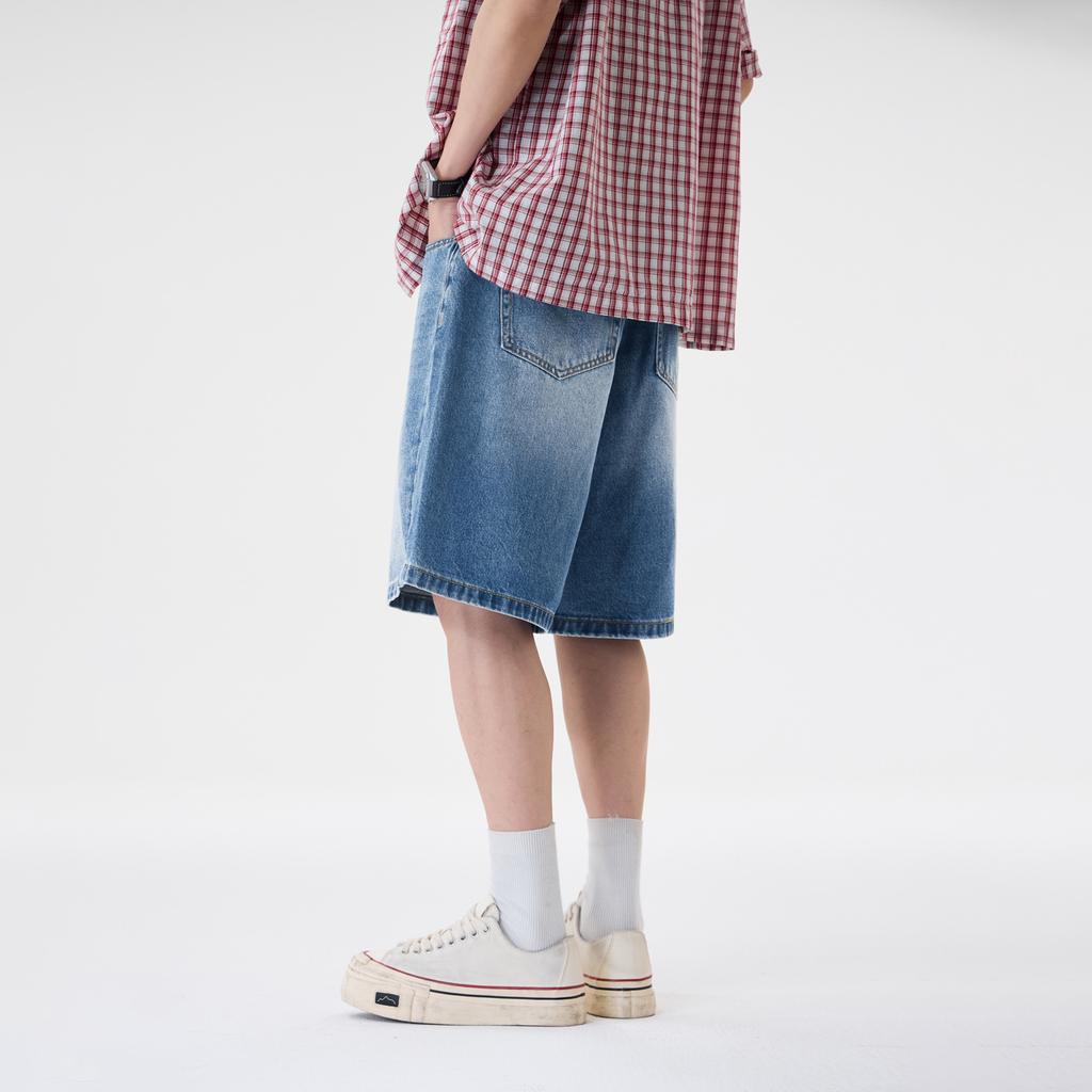 American Retro Washed Denim Shorts Men's Classic Blue Summer New Casual Versatile Fashion Trendy Five-point Pants Tide