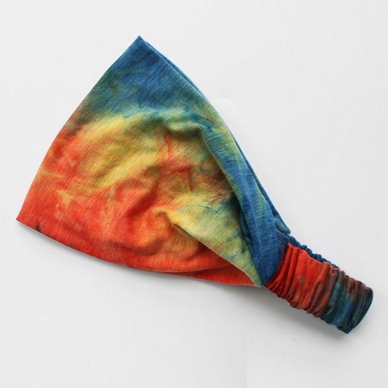 

Tie-Dye Elastic Sports Cotton Retro Hair Band Orange Blue Yellow Mixed Color