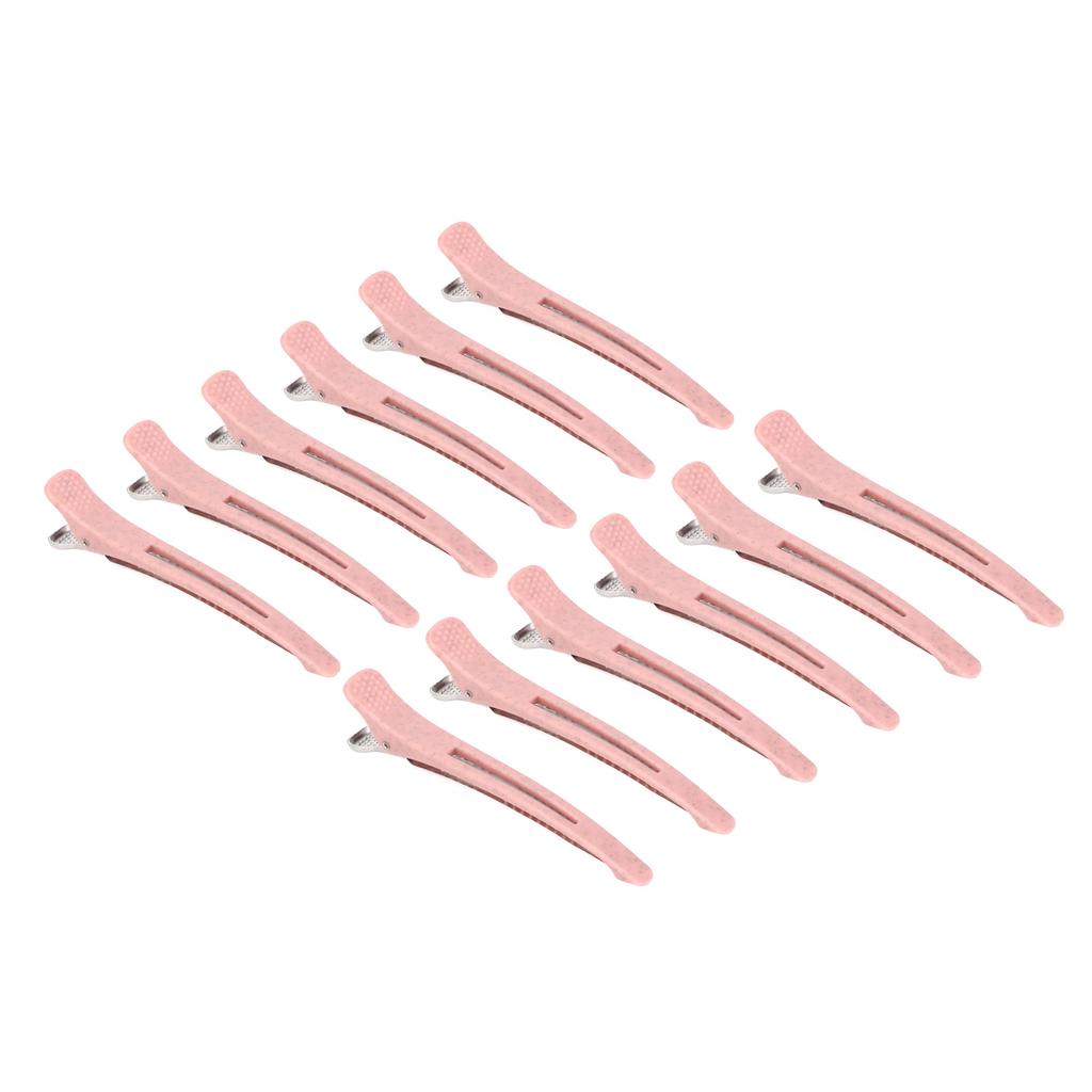 12pcs Salon Hair Clips Set Professional Home Portable Pink Sectioning Hair Clips Styling Tool