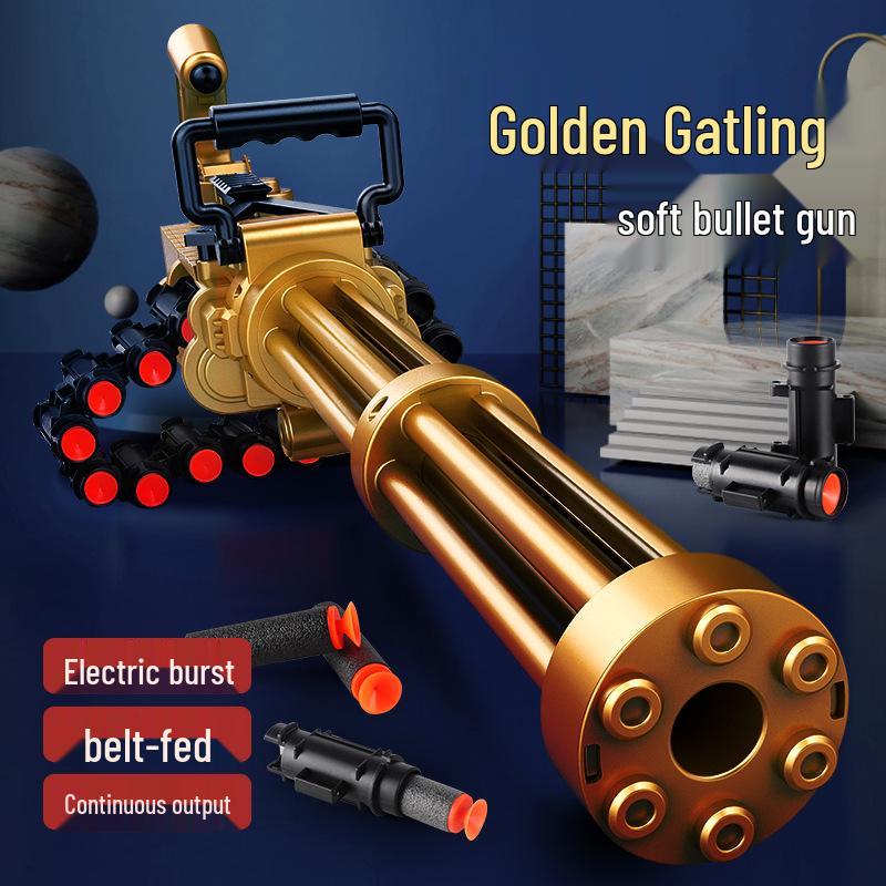 Children's Golden Gatling Electric Soft Bullet Gun with Continuous Ejection