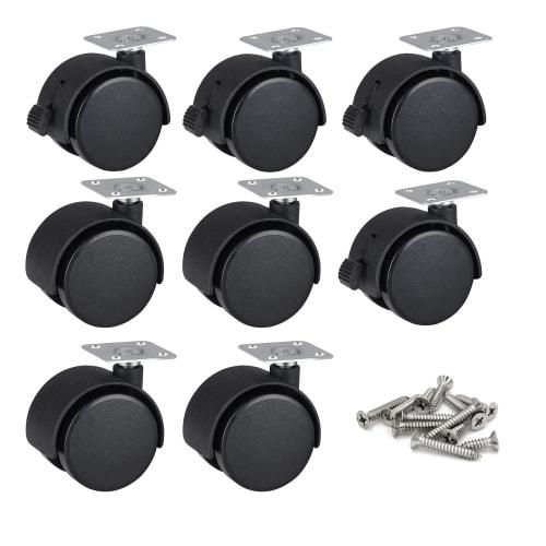 Replacement Caster Wheels with Screws, DIY Furniture Replacement Kit, Silent Series, Self-Adhesive Casters, 30kg Load Capacity (Set of 8)