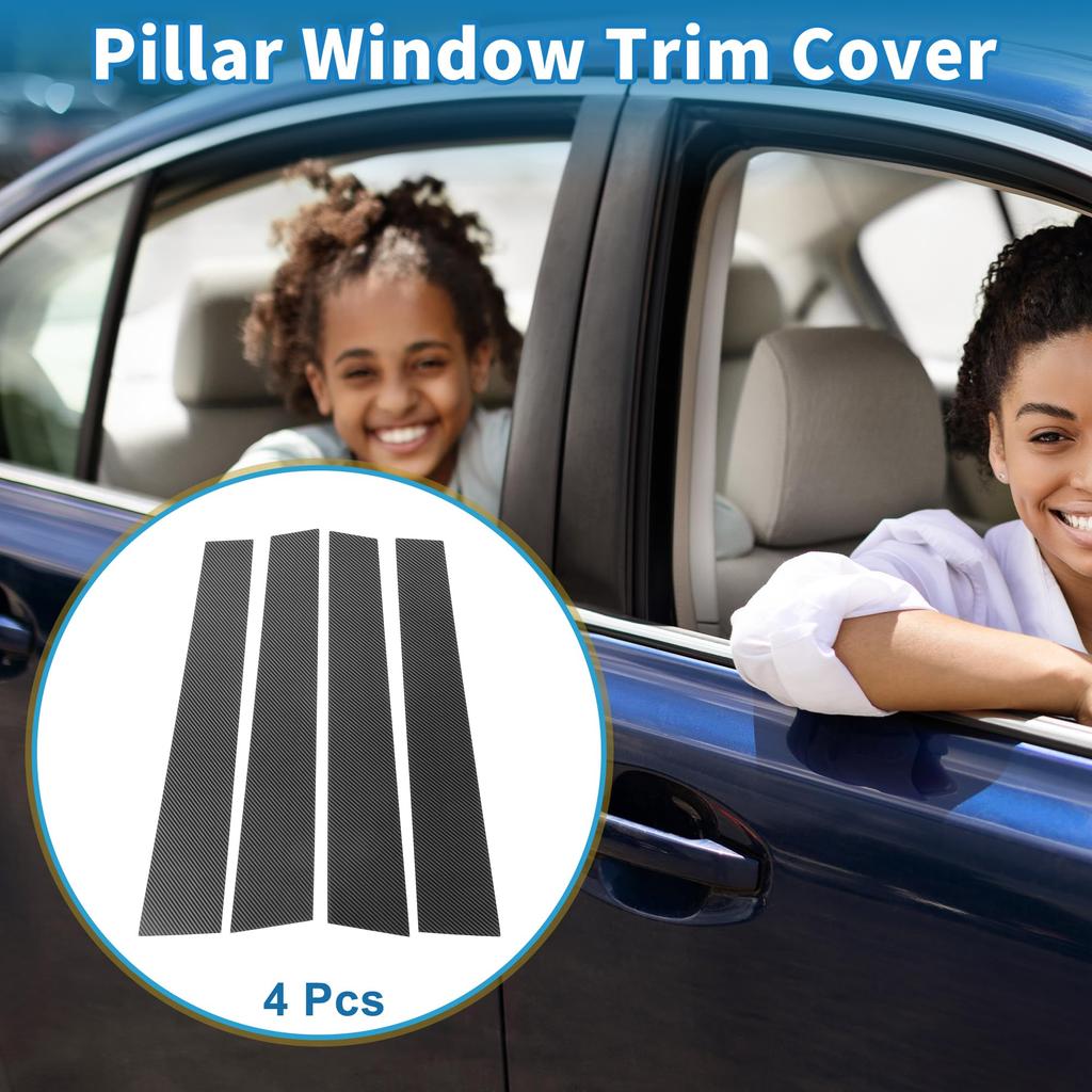 ABSOPRO Door Pillar Window Trim Stickers for Pillar Door Outer Exterior Carbon Fiber Pattern Black for VW Touran Anti-Scratch Posts, Covers, 2016-2019