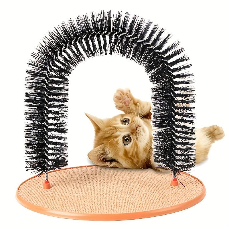 Cat Toy Arch with A Massage Grooming Rubbing Brush Multifunctional Cat Hair Brush Cat Scratching Toy for Cat Kittens Interactive