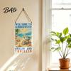 Decorative Wooden Sign Summer Hanging Sign, Welcome Front Door Decor with Yard Ornament Rope, Colorful Hanger for Seasonal Farmhouse Beach House Home