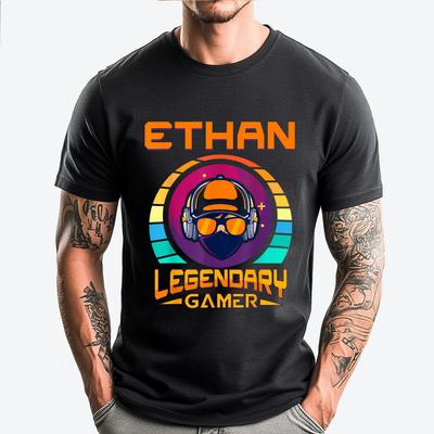 T-shirt Personnalisé Nom Ethan Joueur Légendaire T-shirt Drôle T-shirts Graphiques Noirs T-shirt Meme Surdimensionné