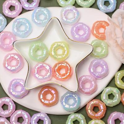 Donuts Beads DIY Jewelry Material Fashion 24.5mm Charms Pendants Acrylic Bracelet Necklace Accessories 10Pcs