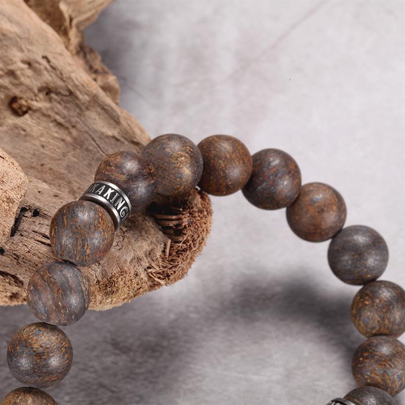 REPTILE BRONZITE BRACELET matt brown bronzite bracelet in 10mm with stainless steel reptile design element