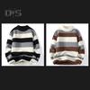 Fall Winter Men Sweater Half-high Collar Thickened Knitted Warm Loose Colorblock Loose Long Sleeves Pullover Daily Wear Sport Sweater
