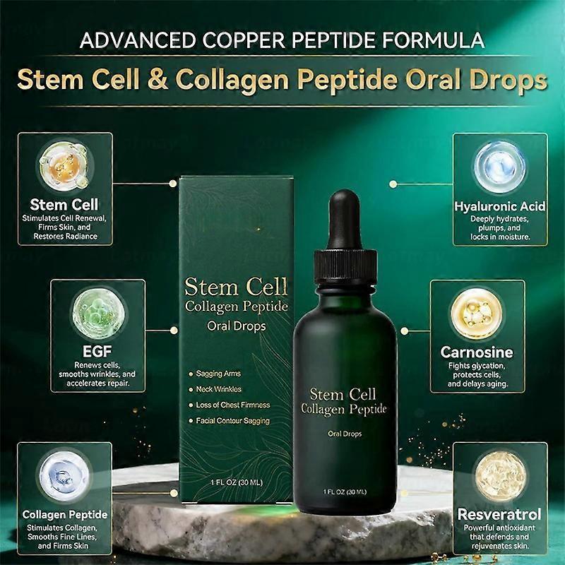 Anti-Wrinkle Stem Cell Collagen Peptide Drops - Hydrolyzed Liquid Collagen for Skin Firming & Wrinkle Reduction