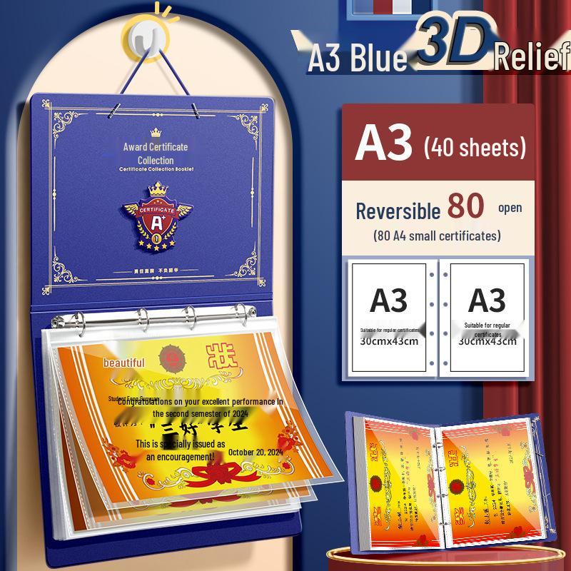 Student Certificate and Document Book - Thick A4/A3/A5 Storage for Test Papers and Honors