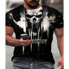 The 2025 Summer New Men's T-shirt Features a 3D Printed Skull Pattern, Soft, Comfortable, Casual and Fashionable Polyester