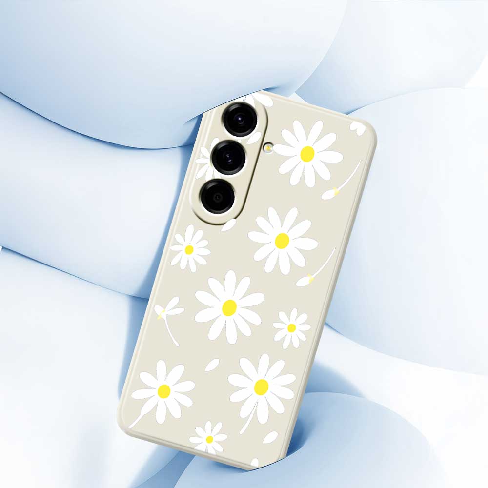 For Samsung Galaxy A56 5G Case White Daisy Pattern Printing Straight Edge TPU Phone Back Cover