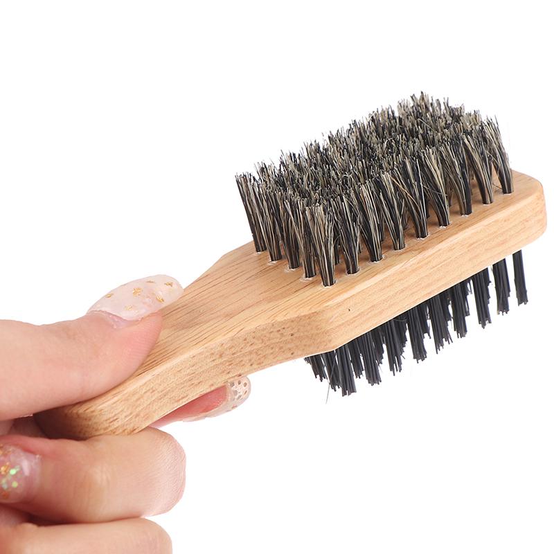 1X Mens Boar Bristle Hair Brush Wooden Curly Wave Brush Styling Beard Hairbrush
