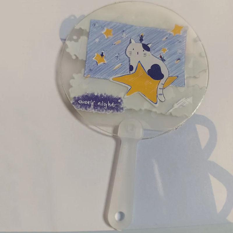 WTEMPO DIY Mini Transparent Fan Craft Items Creative Holiday Party Decor Small Fans Round Blank Painting Fans Handicraft Making Accessories