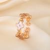 Plated 18k Natural Fritillary Lucky Four-leaf Clover Open Ring Wind Ins Do Not Fade Ring